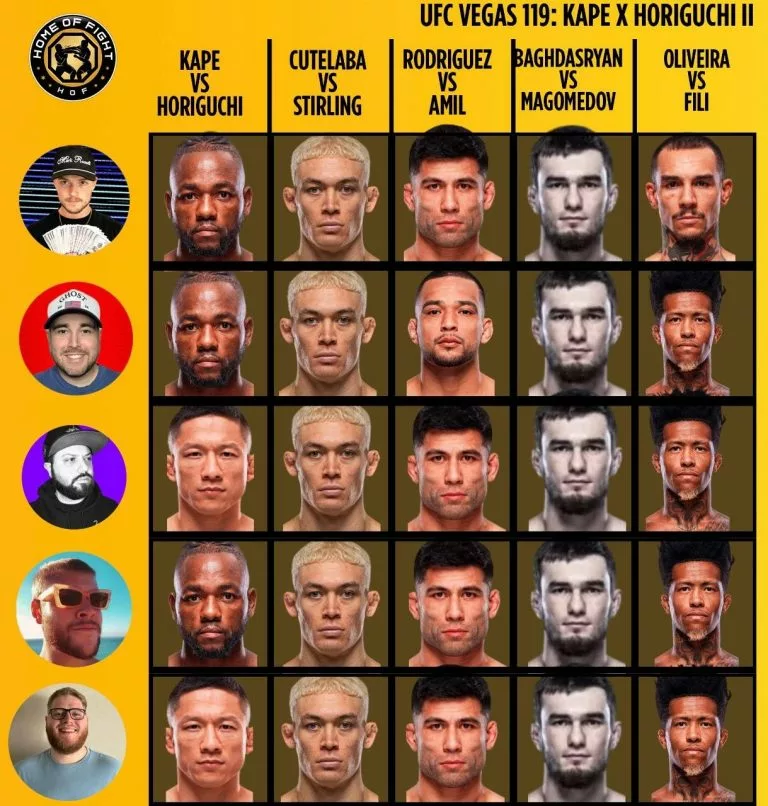 Here's who our experts are picking at UFC Vegas 119!